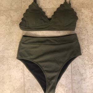 Cupshe Olive Green High Waisted Bikini